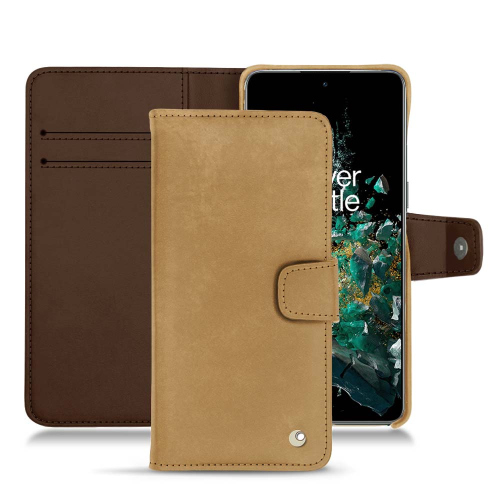Custodia in pelle premium per OnePlus 10TSable vintage ( Pantone #9b7340 ) 