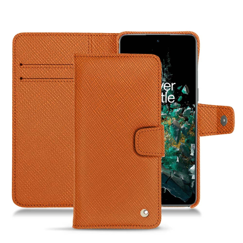 Premium leather case for OnePlus 10TOrange vibrant ( Pantone #e36b39 ) 