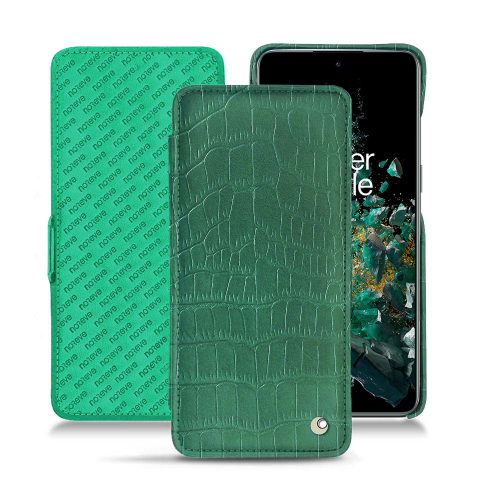 Custodia in pelle premium per OnePlus 10TCrocodile pino ( Pantone #173F35 ) 