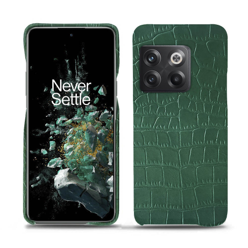 用于OnePlus 10T的高级皮套Crocodile pino ( Pantone #173F35 ) 