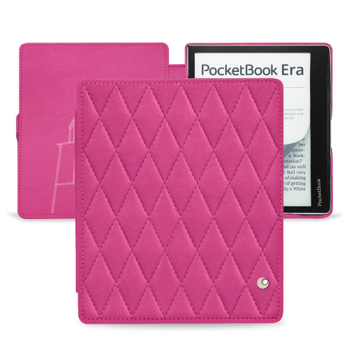 Housse premium en cuir pour PocketBook EraRose BB - Couture ( Pantone #DB599F )