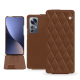 Custodia in pelle Xiaomi 12 Pro - Marron - Couture ( Nappa - Pantone #8B4720 ) 