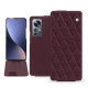 Custodia in pelle Xiaomi 12 Pro - Lie de vin - Couture ( Pantone #412234 ) 