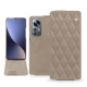 Housse cuir Xiaomi 12 Pro - Taupe vintage - Couture ( Pantone #591d16 ) 