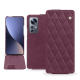 Housse cuir Xiaomi 12 Pro - Prune vintage - Couture ( Pantone #612434 ) 