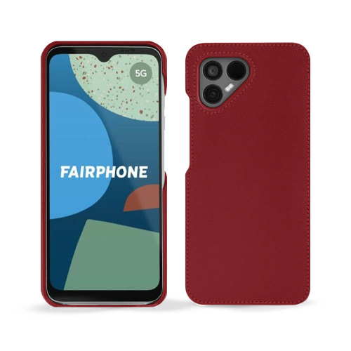 Capa traseira em couro premium para Fairphone 4Rouge ( Nappa - Pantone #d50032 ) 