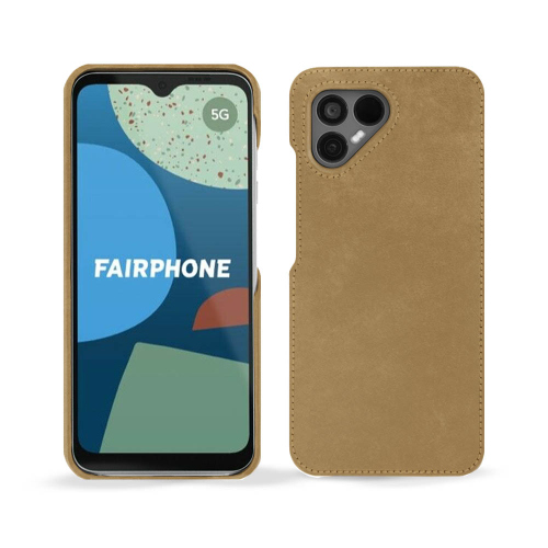 高级皮革后盖，适用于Fairphone 4Sable vintage ( Pantone #9b7340 ) 
