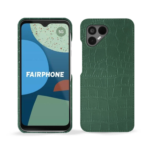 Cover posteriore in pelle premium per Fairphone 4Crocodile pino ( Pantone #173F35 ) 