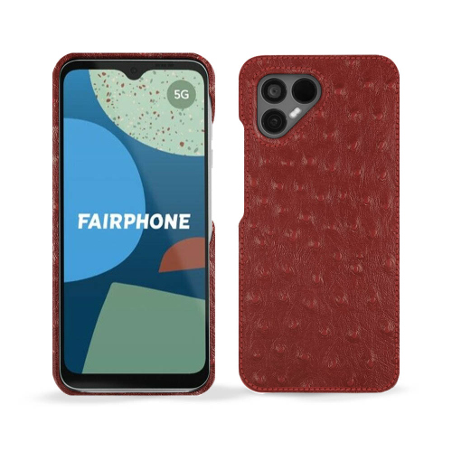 Funda trasera de cuero de alta calidad para Fairphone 4Autruche ciliegia ( Pantone #a4343a ) 