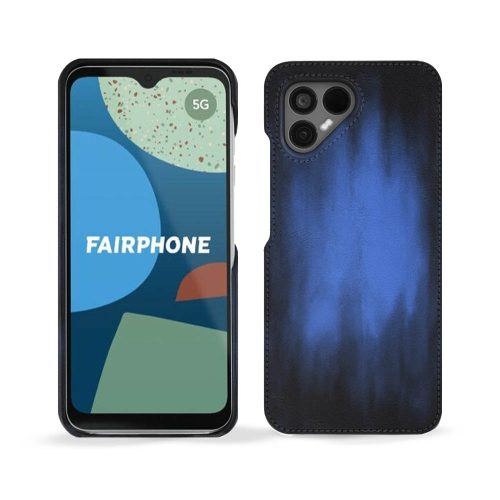 Funda trasera de cuero de alta calidad para Fairphone 4Bleu Patine