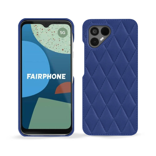 Funda trasera de cuero de alta calidad para Fairphone 4Bleu océan - Couture ( Nappa - Pantone #15458a) 