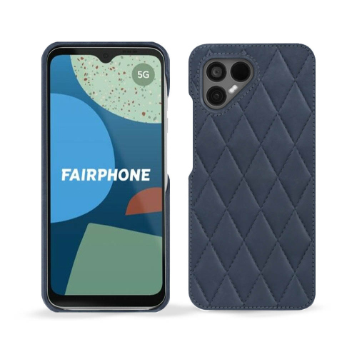 Leather back cover for Fairphone 4Jean vintage - Couture ( Pantone #2f414f  ) 