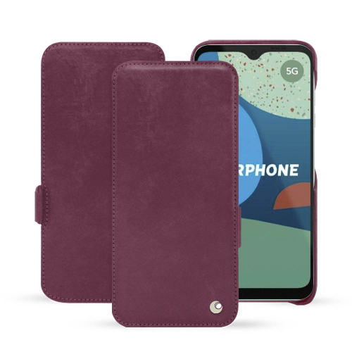 Elegant horizontal flap cover for Fairphone 4Prune vintage ( Pantone #612434 ) 