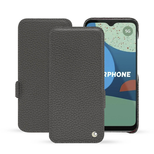 Elegante funda con solapa horizontal para Fairphone 4Anthracite ( Pantone #41403c ) 