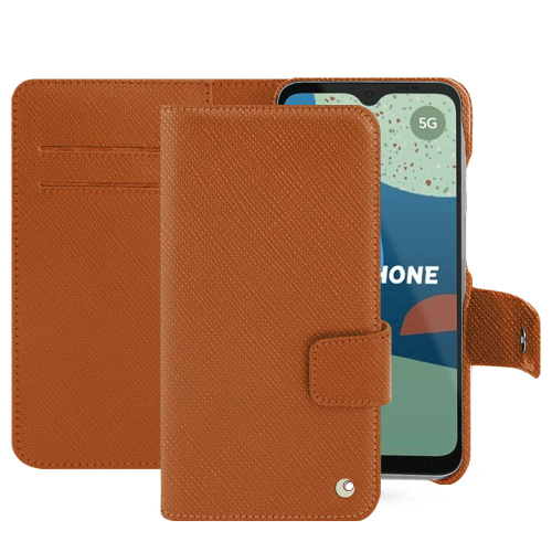 Hochwertige Lederhüllen und -taschen für das Fairphone 4Orange vibrant ( Pantone #e36b39 ) 