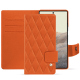 Google Pixel 7 leather case - Orange fluo - Couture ( Pantone #ff5406 ) 