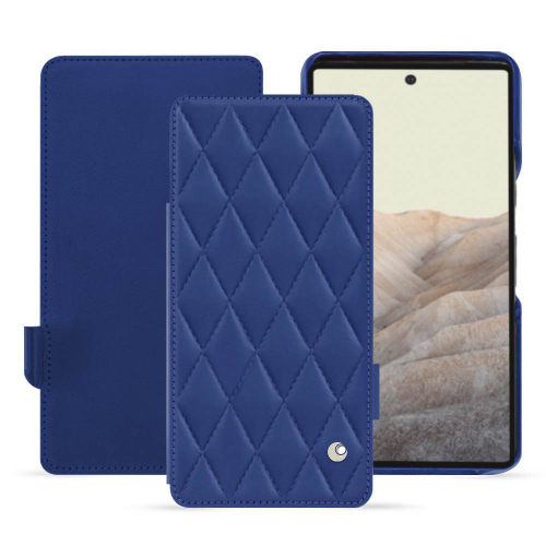 Premium leather case for Google Pixel 7Bleu océan - Couture ( Nappa - Pantone #15458a) 
