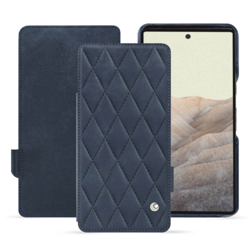 Funda de cuero premium para el Google Pixel 7Jean vintage - Couture ( Pantone #2f414f  ) 