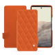 Google Pixel 7 leather case - Orange fluo - Couture ( Pantone #ff5406 ) 