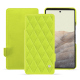 Google Pixel 7 Pro leather case - Jaune fluo - Couture ( Pantone #c9ff57 ) 