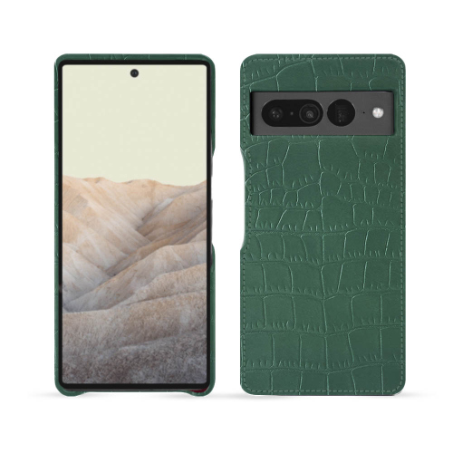 High quality leather case for Google Pixel 7 ProCrocodile pino ( Pantone #173F35 ) 