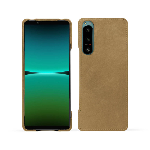 Coque arrière élégante en cuir pour Sony Xperia IVSable vintage ( Pantone #9b7340 ) 