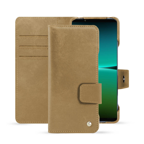 Custodia in pelle premium per Sony Xperia 5 IVSable vintage ( Pantone #9b7340 ) 