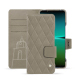 Housse cuir Sony Xperia 5 IV - Darboun sabla - Couture ( Pantone #BCB1A1 )