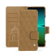 Housse cuir Sony Xperia 5 IV - Castan esparciate - Couture ( Pantone #824F2A )