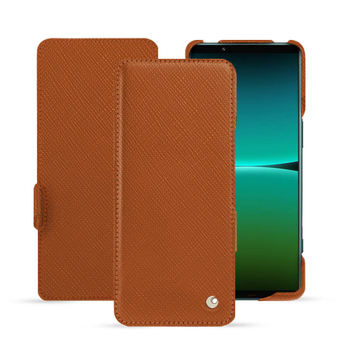 Luxuriöse Lederhülle für Sony Xperia 5 IVOrange vibrant ( Pantone #e36b39 ) 
