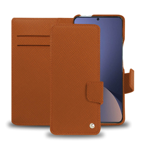 シックで実用的なXiaomi 12 Pro用レザーケースOrange vibrant ( Pantone #e36b39 ) 