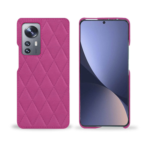 Une coque arrière en cuir pour Xiaomi 12 ProRose BB - Couture ( Pantone #DB599F )