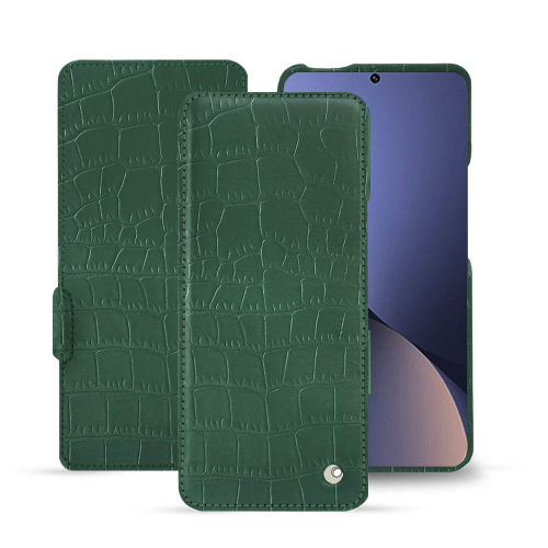 Una funda de cuero personalizada para el Xiaomi 12 ProCrocodile pino ( Pantone #173F35 ) 