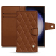 Samsung Galaxy S23 Ultra leather case - Marron - Couture ( Nappa - Pantone #8B4720 ) 