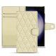 Samsung Galaxy S23 Ultra leather case - Ivoire - Couture ( Pantone #d6d6c6 ) 