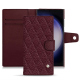 Samsung Galaxy S23 Ultra leather case - Lie de vin - Couture ( Pantone #412234 ) 