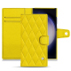 Samsung Galaxy S23 Ultra leather case - Jaune fluo - Couture ( Pantone #c9ff57 ) 