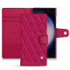 Housse cuir Samsung Galaxy S23 Ultra - Rose fluo - Couture ( Pantone #ff16b4 ) 