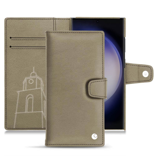 Premium wallet case for Samsung Galaxy S23 UltraDarboun sabla ( Pantone #BCB1A1 )