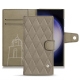 Housse cuir Samsung Galaxy S23 Ultra - Darboun sabla - Couture ( Pantone #BCB1A1 )