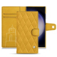 硬质真皮保护套 Samsung Galaxy S23 Ultra - Jaune soulèu - Couture ( Pantone #F3B934 )
