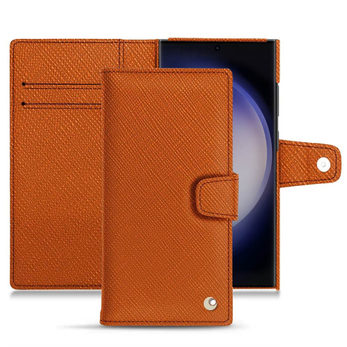 Funda monedero premium para Samsung Galaxy S23 UltraOrange vibrant ( Pantone #e36b39 ) 