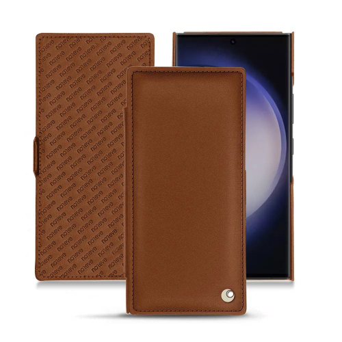 Funda abatible de lujo para Samsung Galaxy S23 UltraMarron ( Nappa - Pantone #8B4720 ) 