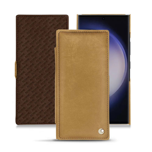 Samsung Galaxy S23 Ultra用デラックスフリップケースSable vintage ( Pantone #9b7340 ) 