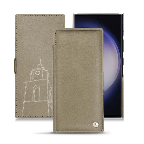 Housse luxe à rabat pour Samsung Galaxy S23 UltraDarboun sabla ( Pantone #BCB1A1 )