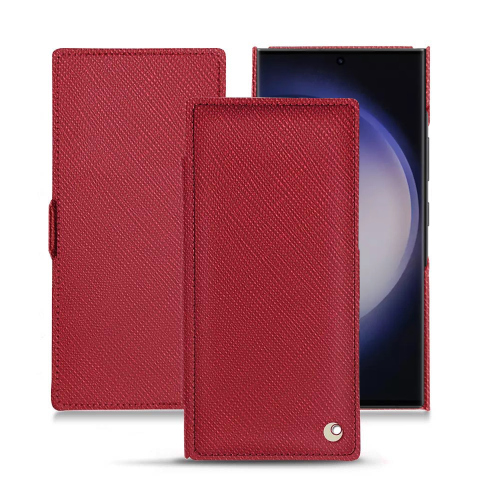 Samsung Galaxy S23 Ultra用デラックスフリップケースRouge passion ( Pantone #a6192e ) 