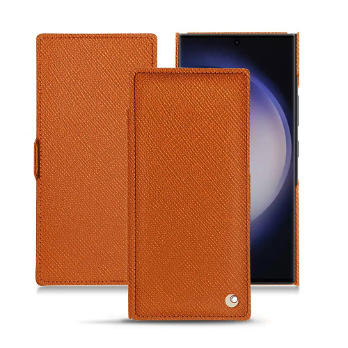 Samsung Galaxy S23 Ultra用デラックスフリップケースOrange vibrant ( Pantone #e36b39 ) 