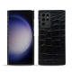 Coque cuir Samsung Galaxy S23 Ultra - Crocodile nero ( Noir / Black) 