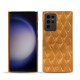 Samsung Galaxy S23 Ultra leather cover - Or Maïa - Couture ( Pantone 871C ) 