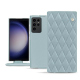 Samsung Galaxy S23 Ultra leather case - Bleu ciel - Couture ( Nappa - Pantone #abcae9 ) 